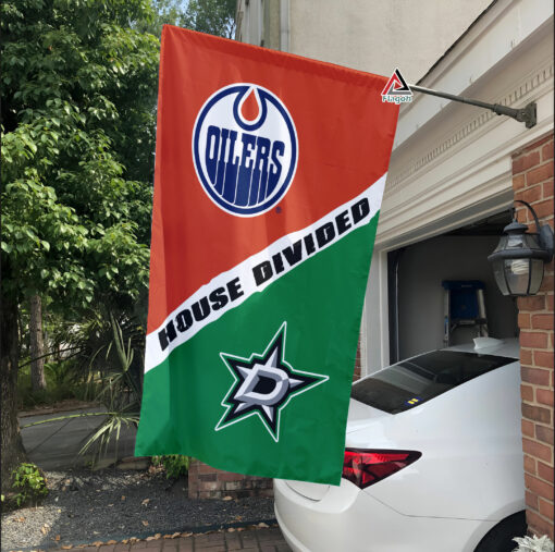 Oilers vs Stars House Divided Flag, NHL House Divided Flag