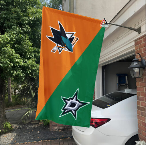 Sharks vs Stars House Divided Flag, NHL House Divided Flag
