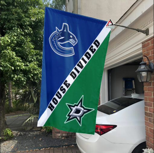 Canucks vs Stars House Divided Flag, NHL House Divided Flag