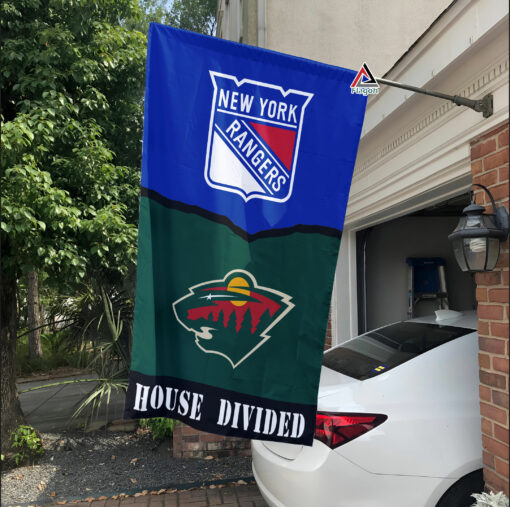 Rangers vs Wild House Divided Flag, NHL House Divided Flag