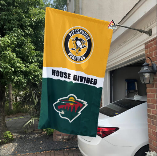 Penguins vs Wild House Divided Flag, NHL House Divided Flag