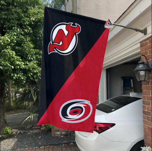 Devils vs Hurricanes House Divided Flag, NHL House Divided Flag