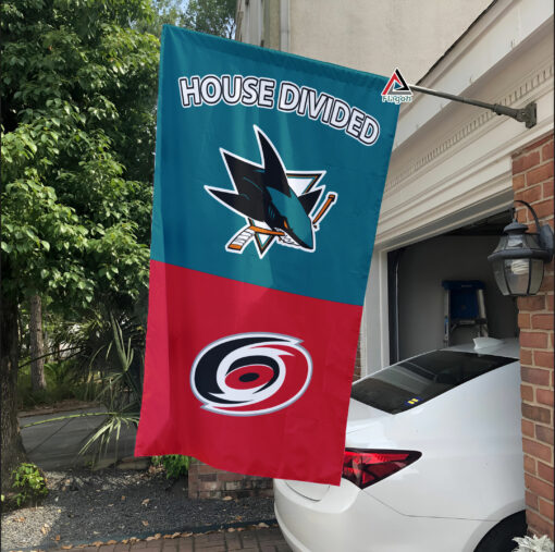 Sharks vs Hurricanes House Divided Flag, NHL House Divided Flag