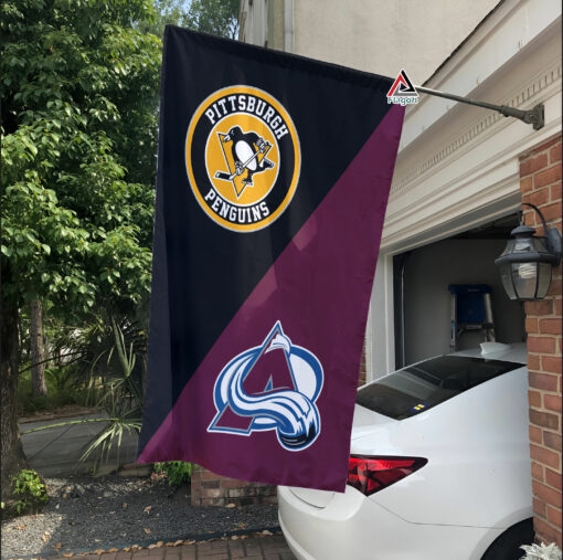 Penguins vs Avalanche House Divided Flag, NHL House Divided Flag