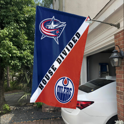 Blue Jackets vs Oilers House Divided Flag, NHL House Divided Flag