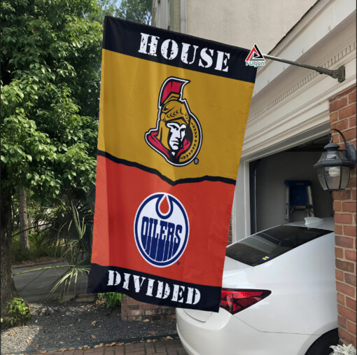 Senators vs Oilers House Divided Flag, NHL House Divided Flag