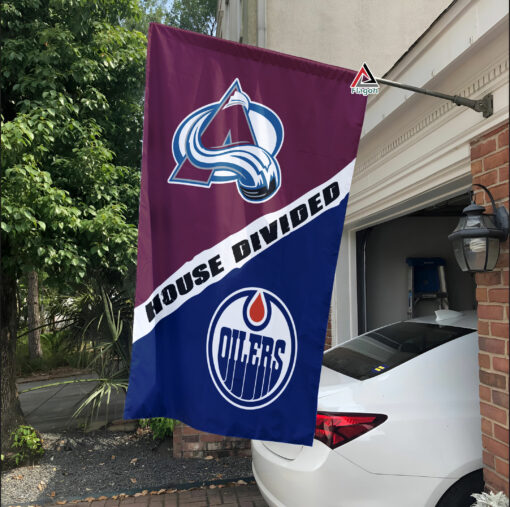 Avalanche vs Oilers House Divided Flag, NHL House Divided Flag
