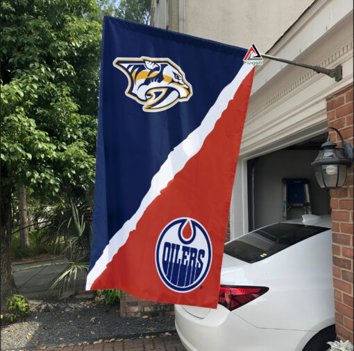 Predators vs Oilers House Divided Flag, NHL House Divided Flag