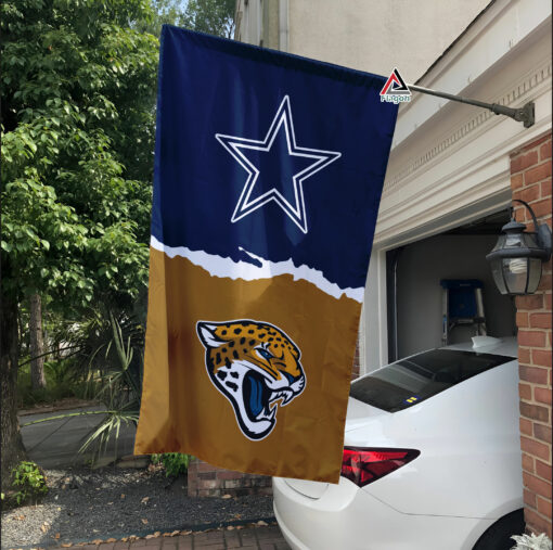 Cowboys vs Jaguars House Divided Flag, NFL House Divided Flag