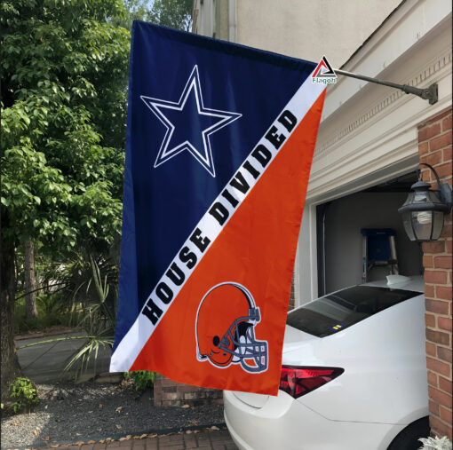 Cowboys vs Browns House Divided Flag, NFL House Divided Flag