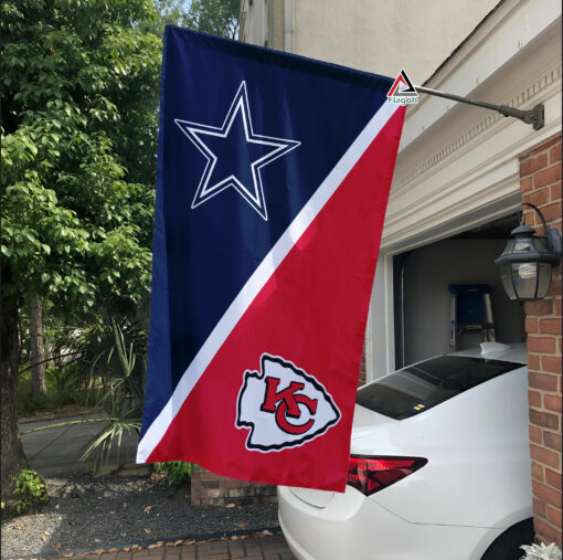 Cowboys vs Chiefs House Divided Flag, NFL House Divided Flag