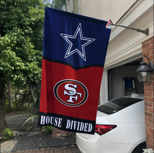 Cowboys vs 49ers House Divided Flag, NFL House Divided Flag