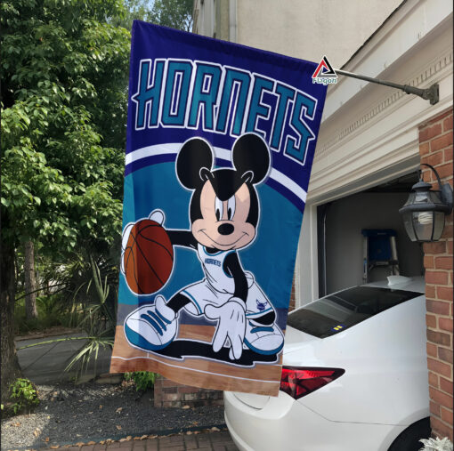 Charlotte Hornets x Mickey Basketball Flag, NBA Premium Flag