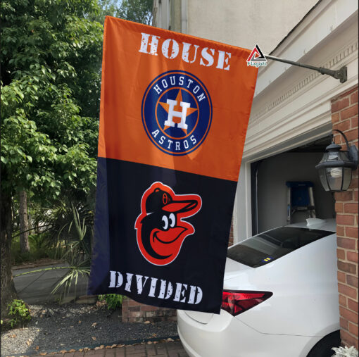 Astros vs Orioles House Divided Flag, MLB House Divided Flag