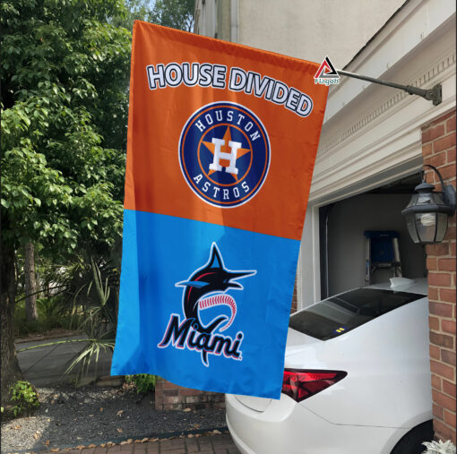 Astros vs Marlins House Divided Flag, MLB House Divided Flag