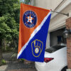 Astros vs Brewers House Divided Flag, MLB House Divided Flag