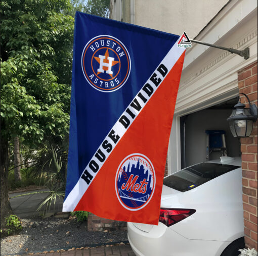 Astros vs Mets House Divided Flag, MLB House Divided Flag