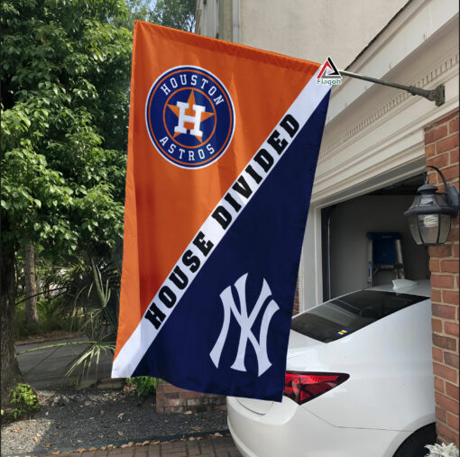 Astros vs Yankees House Divided Flag, MLB House Divided Flag