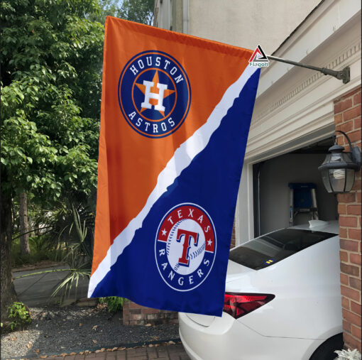 Astros vs Rangers House Divided Flag, MLB House Divided Flag