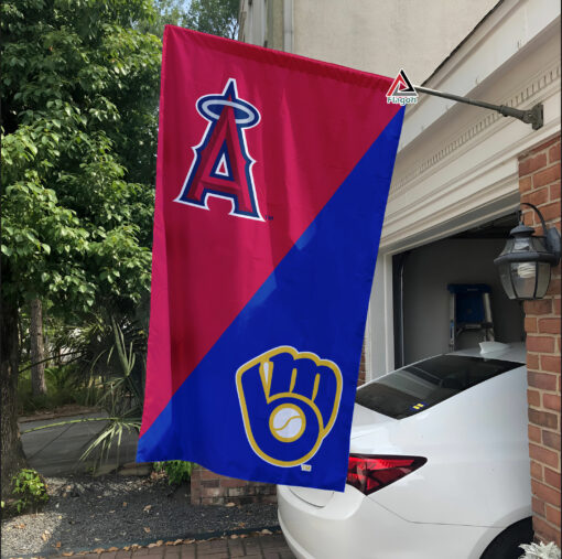 Angels vs Brewers House Divided Flag, MLB House Divided Flag