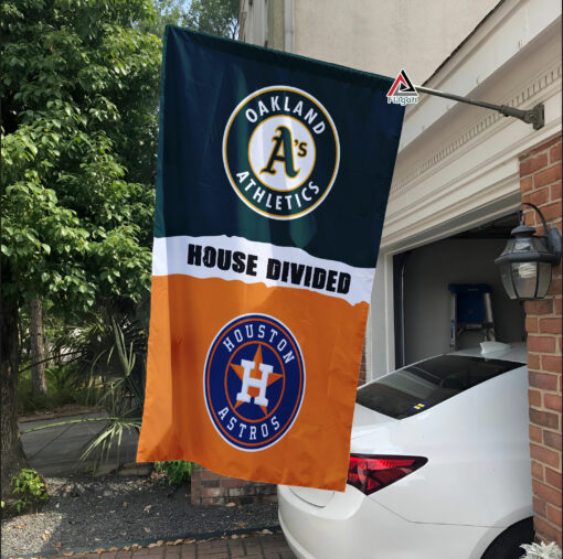 Athletics vs Astros House Divided Flag, MLB House Divided Flag