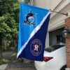 Marlins vs Astros House Divided Flag, MLB House Divided Flag