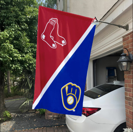 Red Sox vs Brewers House Divided Flag, MLB House Divided Flag