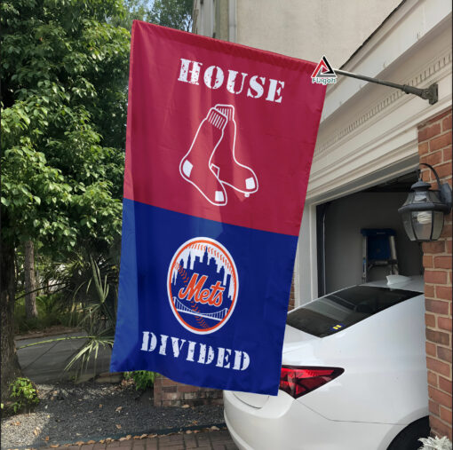 Red Sox vs Mets House Divided Flag, MLB House Divided Flag