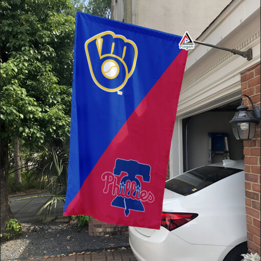 Brewers vs Phillies House Divided Flag, MLB House Divided Flag