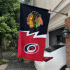 Blackhawks vs Hurricanes House Divided Flag, NHL House Divided Flag