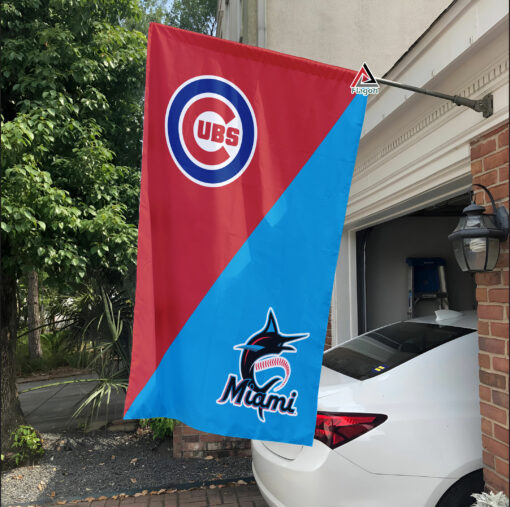 Cubs vs Marlins House Divided Flag, MLB House Divided Flag