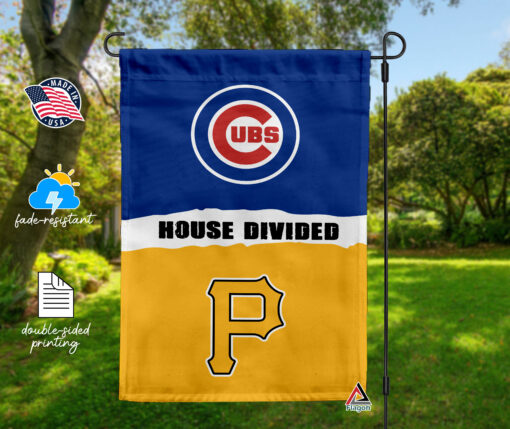 Cubs vs Pirates House Divided Flag, MLB House Divided Flag