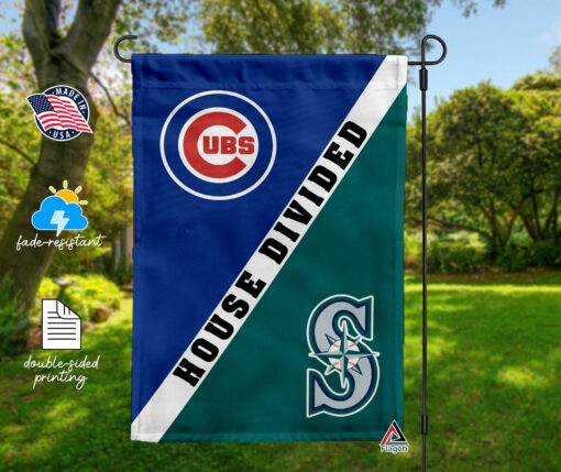 Cubs vs Mariners House Divided Flag, MLB House Divided Flag