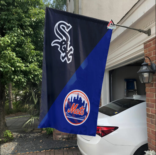 White Sox vs Mets House Divided Flag, MLB House Divided Flag