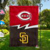 Reds vs Padres House Divided Flag, MLB House Divided Flag