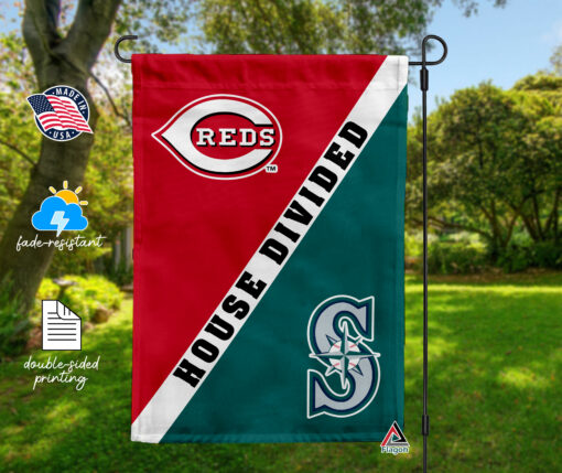 Reds vs Mariners House Divided Flag, MLB House Divided Flag