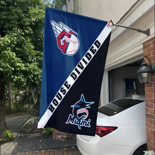 Guardians vs Marlins House Divided Flag, MLB House Divided Flag