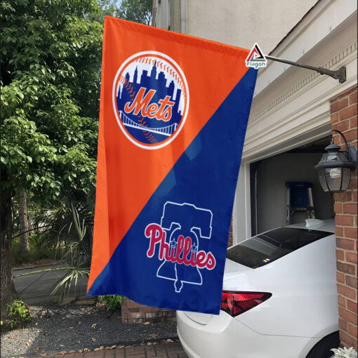 Mets vs Phillies House Divided Flag, MLB House Divided Flag