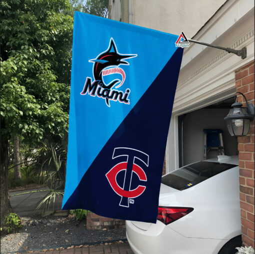 Marlins vs Twins House Divided Flag, MLB House Divided Flag