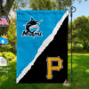 Marlins vs Pirates House Divided Flag, MLB House Divided Flag