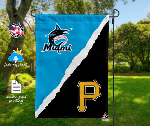 Marlins vs Pirates House Divided Flag, MLB House Divided Flag