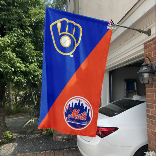 Brewers vs Mets House Divided Flag, MLB House Divided Flag