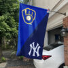Brewers vs Yankees House Divided Flag, MLB House Divided Flag