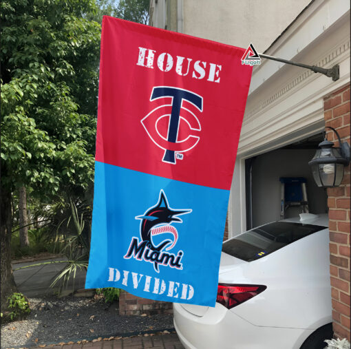 Twins vs Marlins House Divided Flag, MLB House Divided Flag