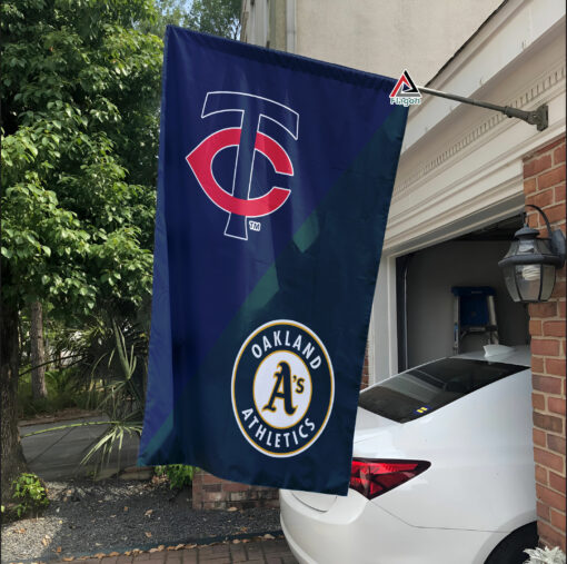 Twins vs Athletics House Divided Flag, MLB House Divided Flag