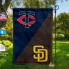 Twins vs Padres House Divided Flag, MLB House Divided Flag