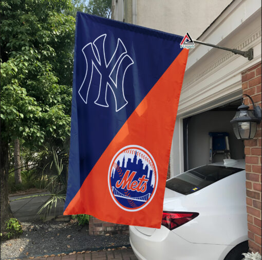 Yankees vs Mets House Divided Flag, MLB House Divided Flag