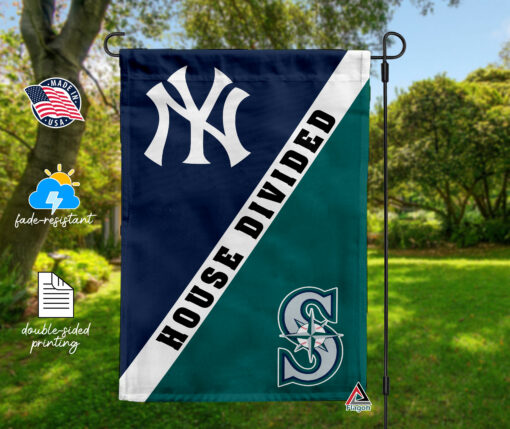 Yankees vs Mariners House Divided Flag, MLB House Divided Flag