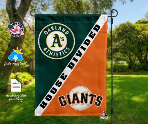Athletics vs Giants House Divided Flag, MLB House Divided Flag