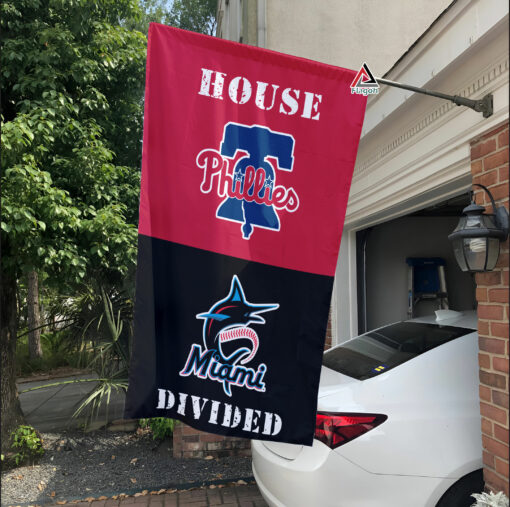Phillies vs Marlins House Divided Flag, MLB House Divided Flag